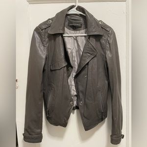Vintage coated leather grey jacket